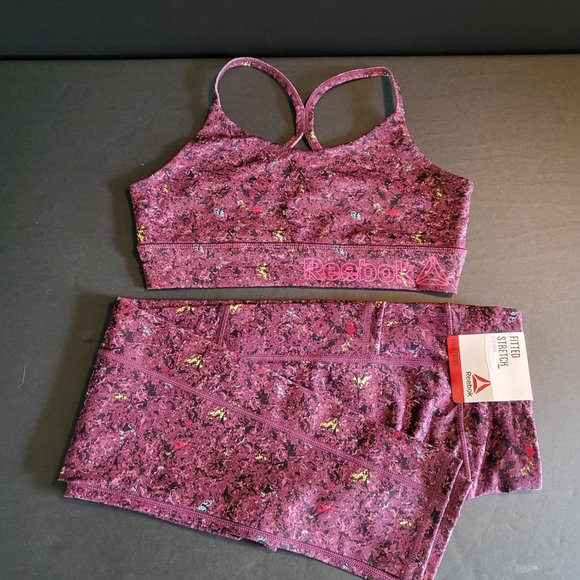 REEBOK Fitted Stretch Workout Top & leggings. Girls Size L (10-12), NWT - Picture 6 of 9